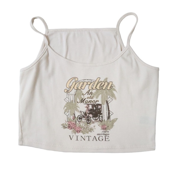 DAZY Floral & Letter Graphic Rib-knit Crop Top NEW - Picture 2 of 5